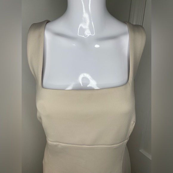 Donna Karan NWT Cream Halter Sheath Midi Cross back Dress - Picture 5 of 10